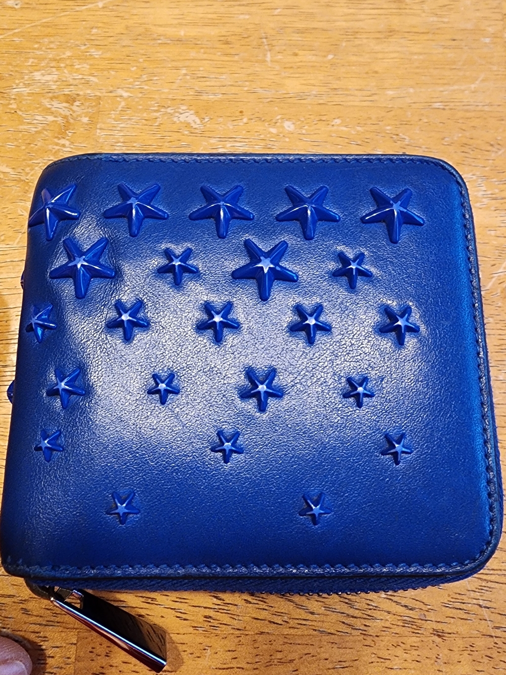 Jimmy Choo Star-embossed Electric Blue Leather Wallet